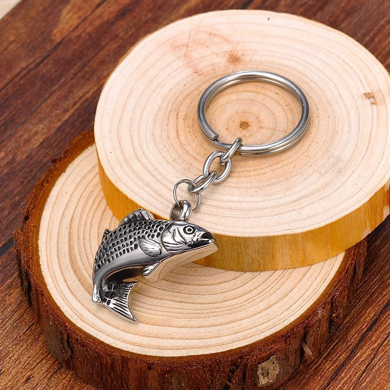 Customized Fish Cremation Urn Keychain Keepsake Stainless Steel Memorial Ashes Keyring Jewelry Dropshipping