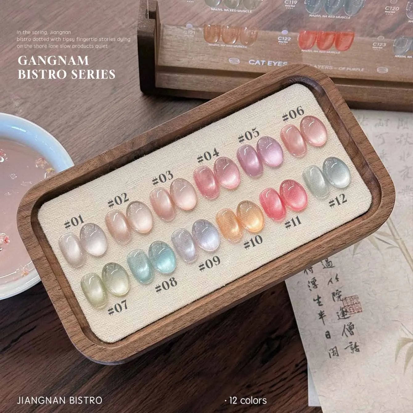 12 مللي 1 قطعة جيانغنان بيسترو القط العين هلام البولندية 2025 جديد وصول تبييض الجليد شفافة ترطيب الزجاج حبة مانيكير مسمار الفن