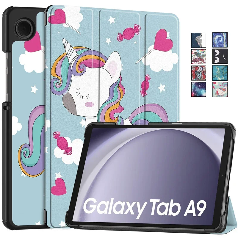 

Funda For Samsung Galaxy Tab A9 Case 8.7 inch Cute Painted Fold Leather Cover For Coque Galaxy Tab A9 8.7 SM X110 X115 Case Kids