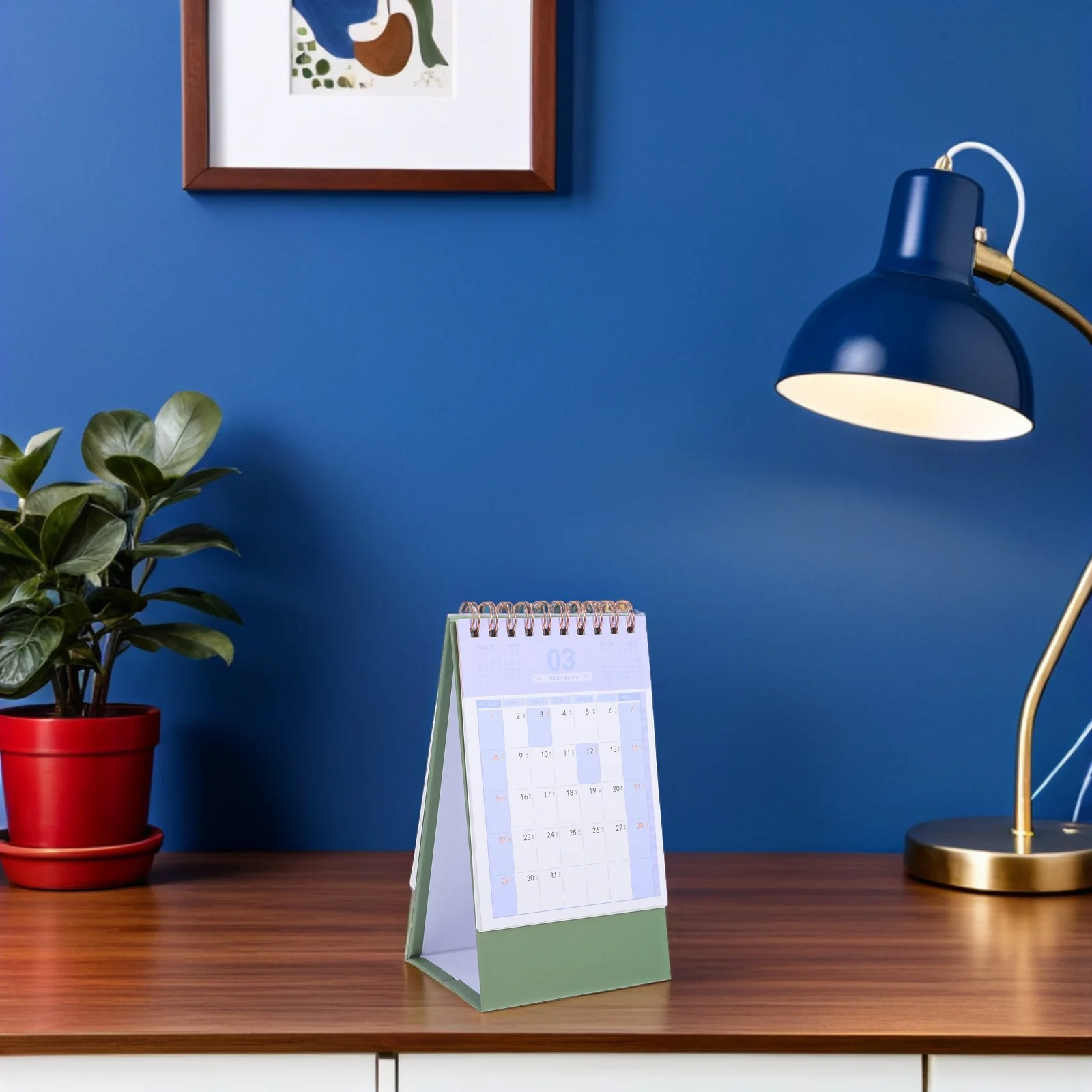 2026 Stehender Tischkalender, grün, minimalistischer Monatsplaner für den Einsatz im Heimbüro, dickes Papier, kein Tinte, Blutkalender, täglich