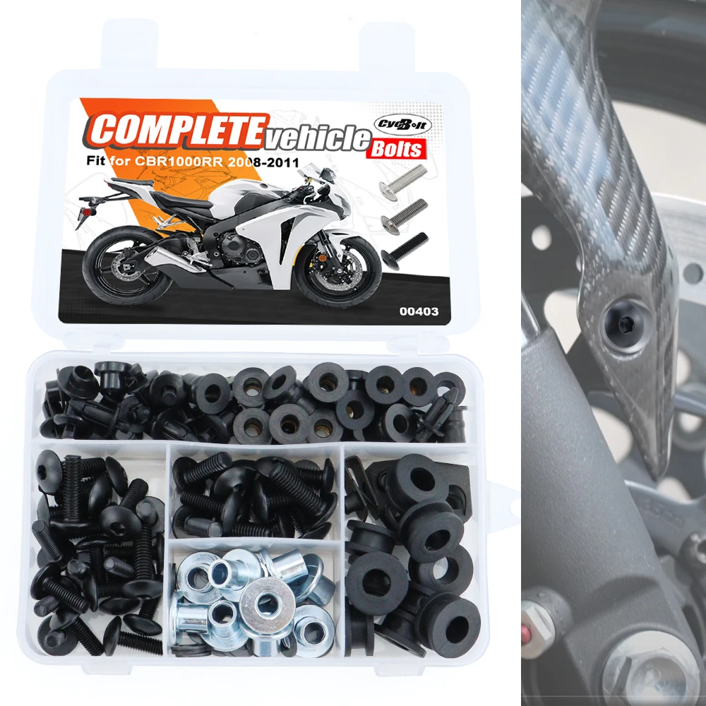 

Fit For Honda CBR1000RR 2008 2009 2010 2011 Motorcycle Complete Full Fairing Bolts Kit Fairing CIips Nuts Screws Grommets Steel