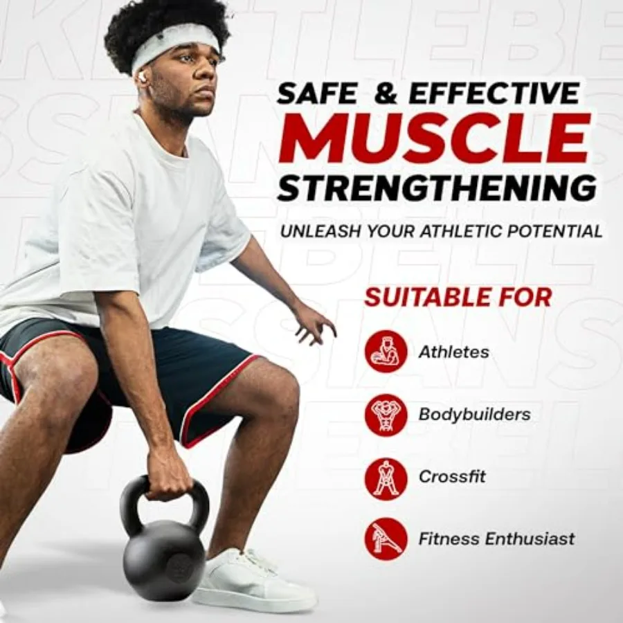 مجموعات Kettlebell الروسية بمقبض مريح لتدريب القوة الفعالة وتدريبات القلب الآمنة في المنزل مثالية للعضلات