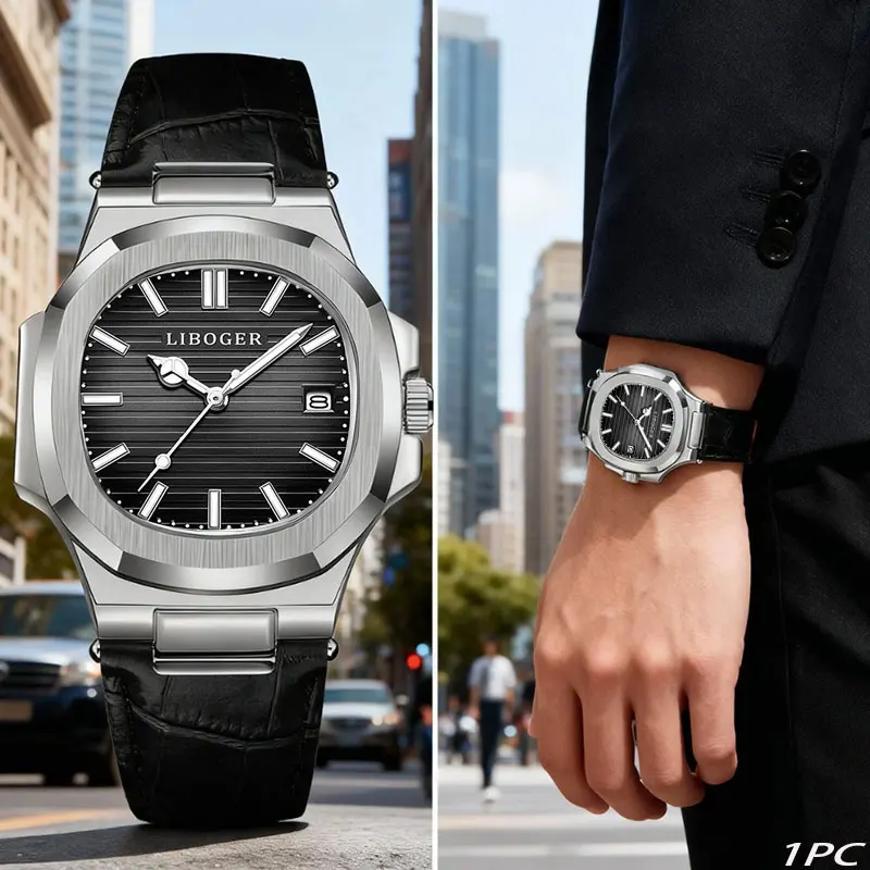 Men's Square Calendar Watch, Perfect for Leisure, Business, and Events - Ideal Gift for Father's Day, Valentine's Day, Birthdays