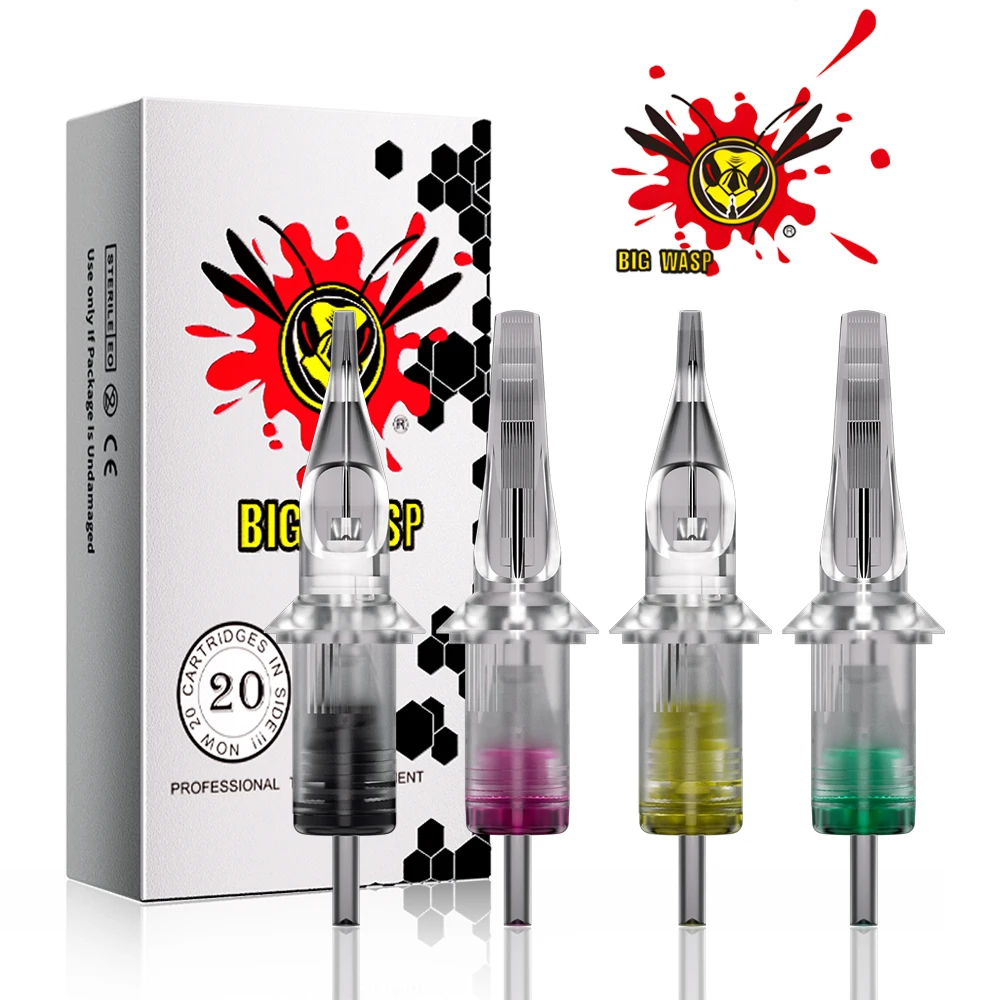 

BIGWASP Tattoo Needles Cartridges RL/RS/RM/M Disposable 20Pcs Permanent MakeUp Or Body Art Universal Needles Tattoo Accessories