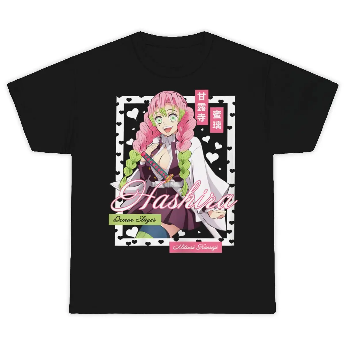 Ghost Slayer Blade Love Pillar Ganlu Temple Glass White 180g Pure Cotton Round Neck Anime Short Sleeve Summer T-shirt
