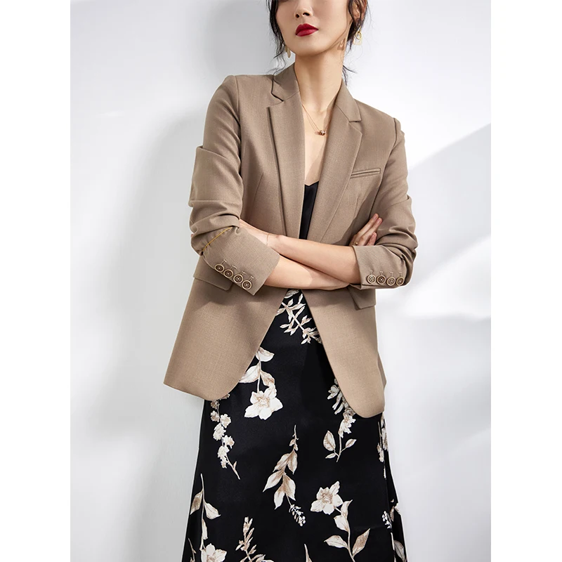 Rocwickline Neue Sommer und Herbst frauen Blazer Formale Solide drehen-unten Kragen Elegante Vintage England Stil Büro Dame blazer