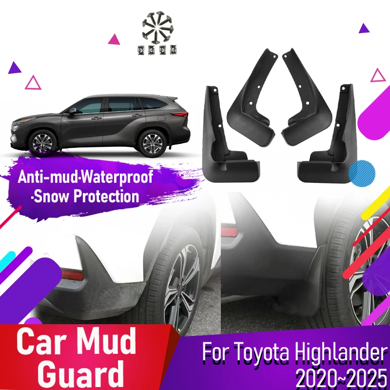 

Car Mud Guards For Toyota Highlander Crown Kluger XU70 2020~2025 ABS Fender Flare Mudguard Mudflaps Front Rear Wheel Accessories