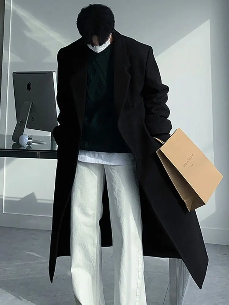 

Мужской свитер из шерстяной смеси с V-образным вырезом, вязаный косами, в полоску, свободного кроя, укороченный, объемный, просторный, модный