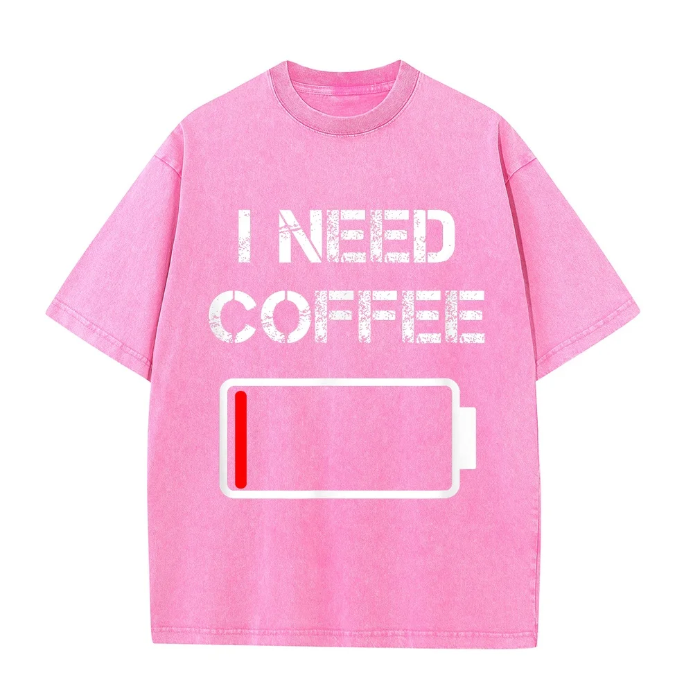 I need coffee funny cups battery beans T-Shirt Футболка Y2k Ropa Hombre Regular Fit Tee Shirt Summer Top Men Quote Casual Humor
