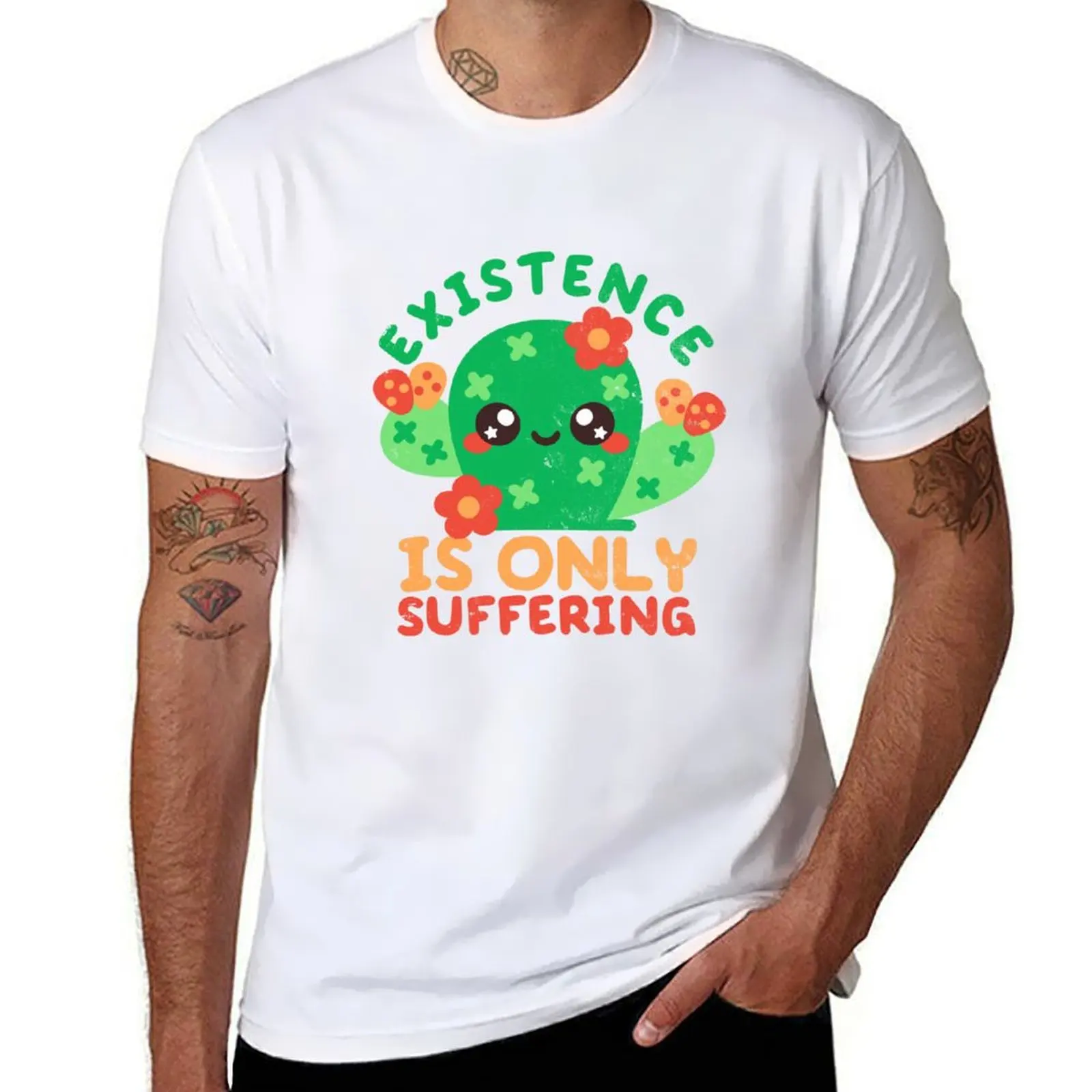 

Existence is only suffering T-Shirt man t shirt heavy cotton cotton tshirt 100% t shirts for man pack white T-shirt
