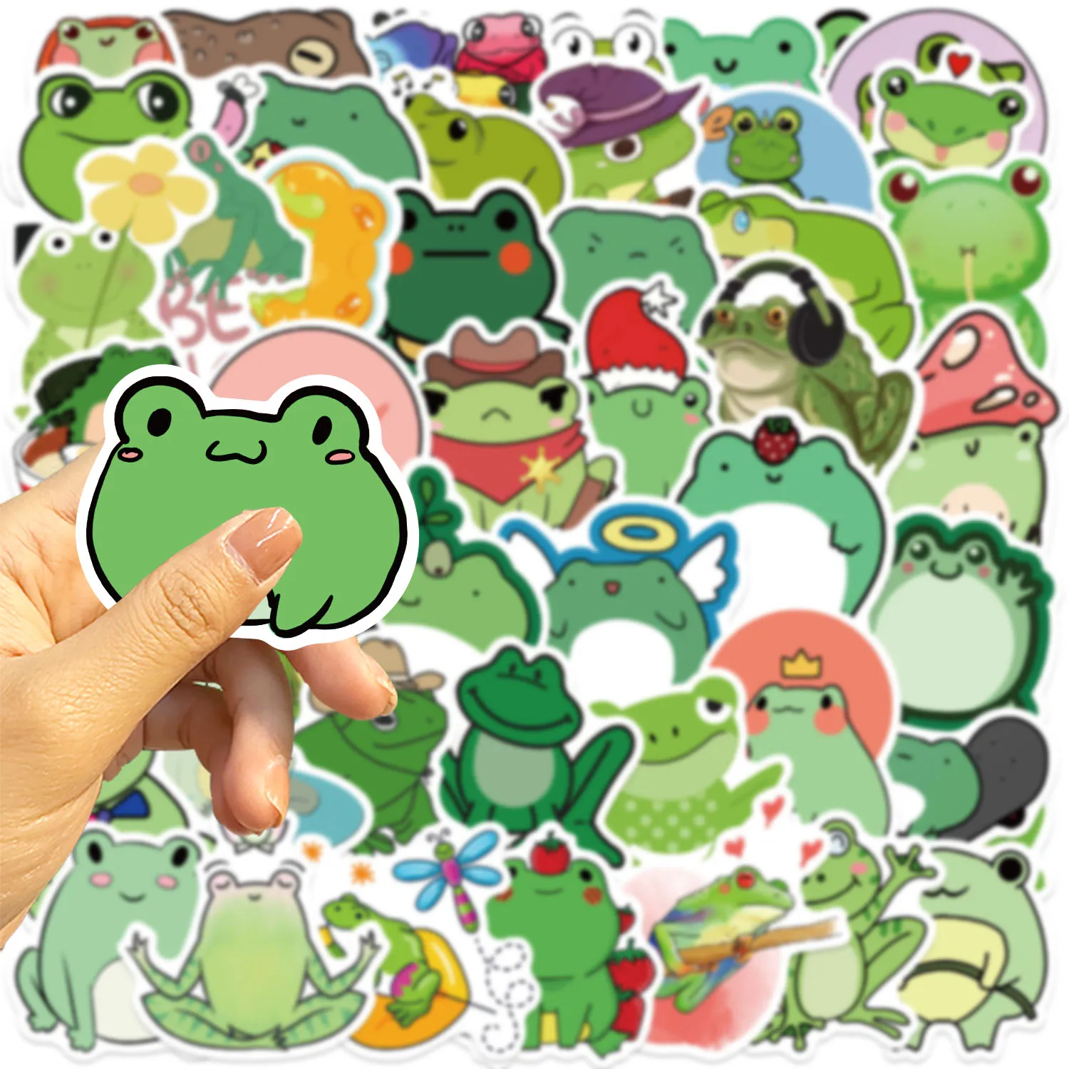50PCS Fun Cartoon Frog Stickers Scrapbooking Collage Material Phone Cases Guitar Notebooks DIY Decorative
