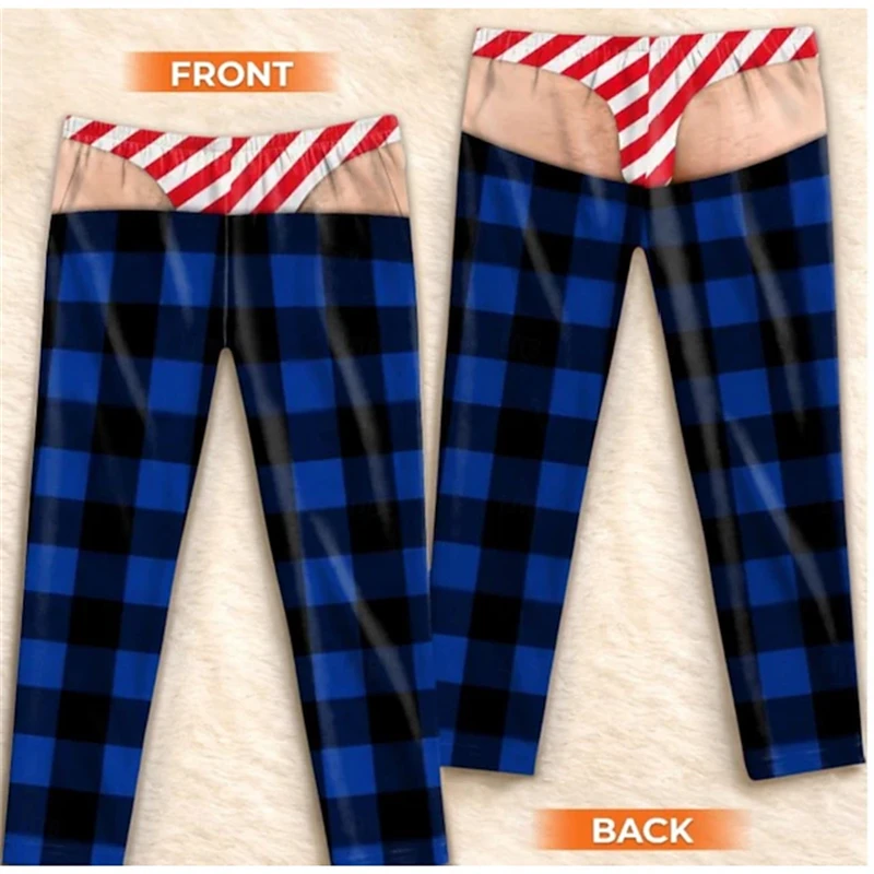 2026 New Men's Abstract Fun Trousers Plaid Print Elastic-Waist Straight-Leg Pants Casual Trousers for Christmas Holiday Parties