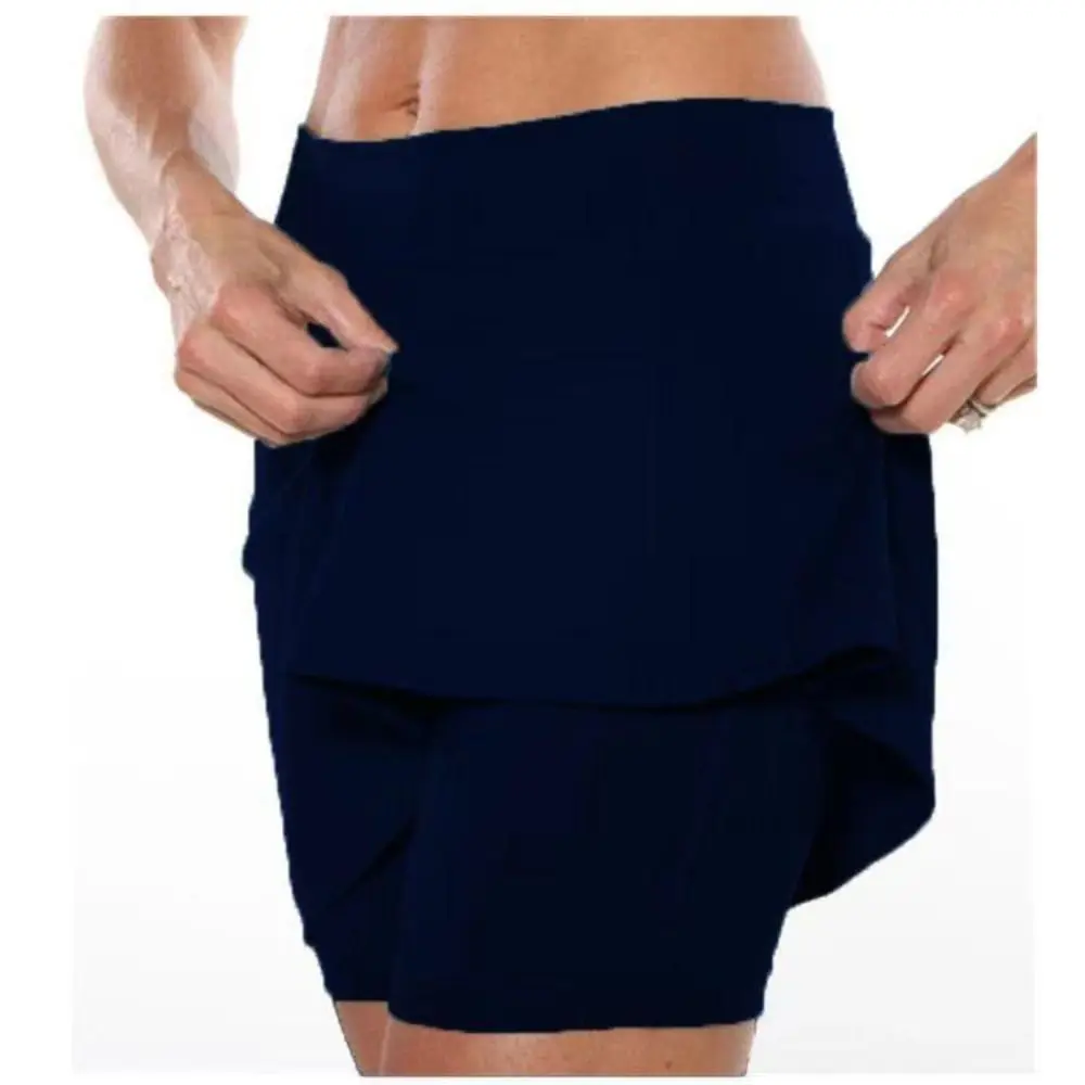 

Fitness Sports Skirt Shorts High Waist Breathable Running Tennis Golf Shorts with Pockets Casual Slim Knee-Length Bottoms