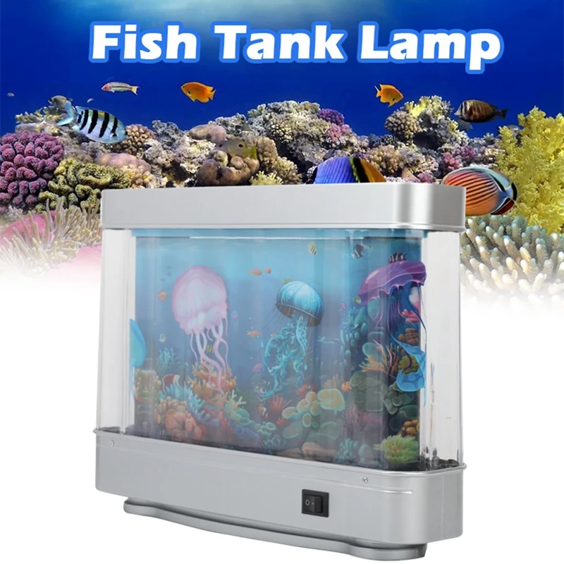 Simulated Fish Tank Lamp Aquarium Tank Decorative Night Light Virtual Ocean Dynamic LED Table Lamp Room Decor