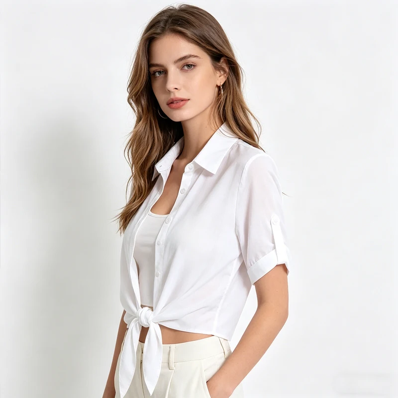 Y2k Streetwear See Through Shirts Thin Short Sleeve Chiffon Blouse Women Casual Button Up Shirts Summer Sun Protection Clothes