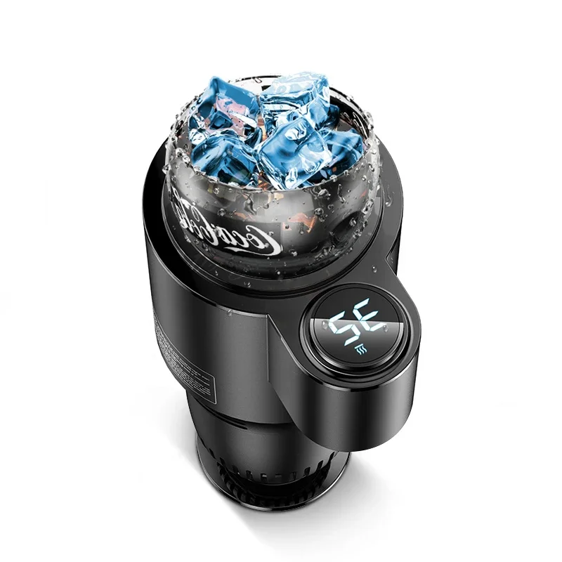 Car 12V Heating Cooling Cup Intelligent Beverage Holder Temperature Display Cup Smart 2-In-1 Cup With Temperature Display