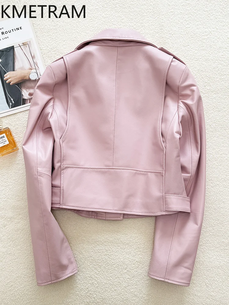 100% Top Layer Sheepskin Jackets Woman Biker Short Real Leather Jacket New in Outerwears Autumn Women Clothing 2025 veste femme