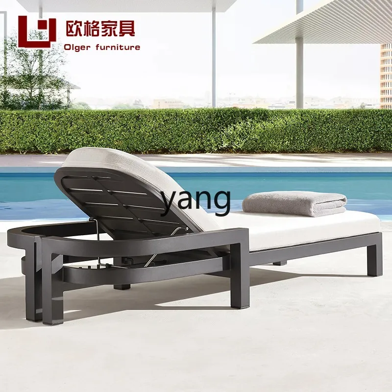 LMM Outdoor Lounge Weathering Teak High-End Villa Courtyard Swimming Pool Recliner Combination