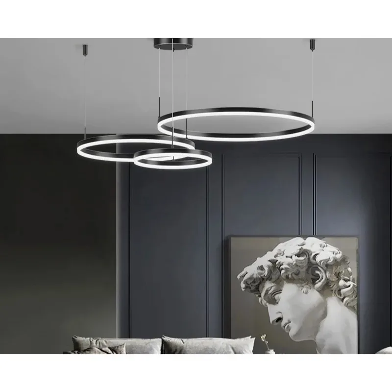 Living room chandelier modern minimalist atmosphere creative personality bedroom three-headed ring