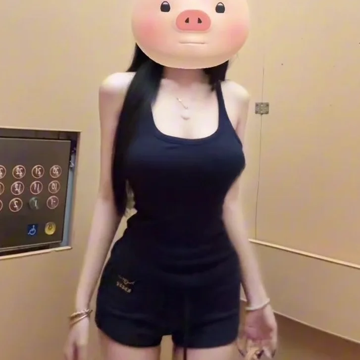 Spicy Girl Faion Sportset Dames Zomer Nieuwe Svel Strap Top Casual orts Tweedelige set Polyestervezel T-shirt