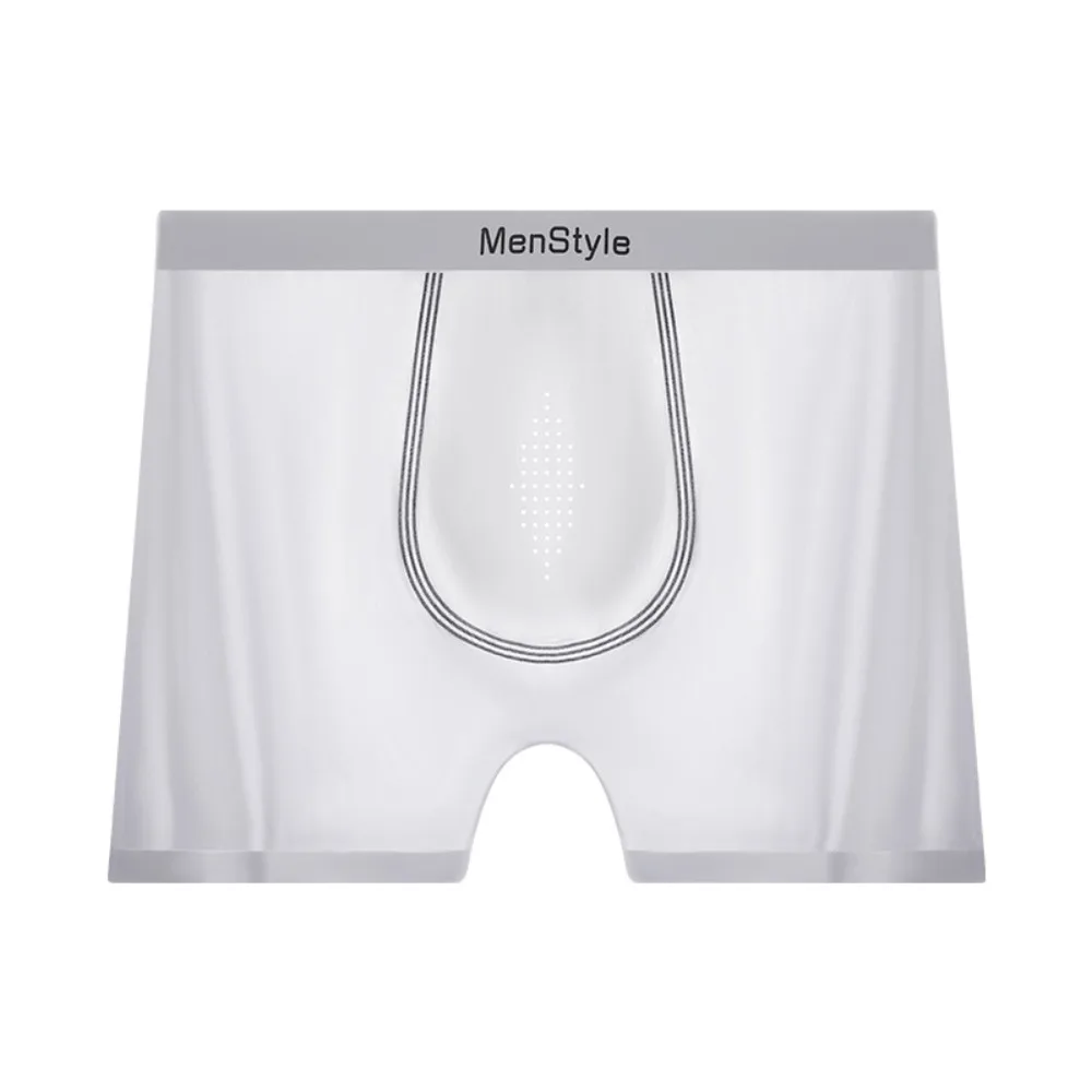 

Fashion Simple Satin Silk Boxer Men Breathable Ultra Thin Seamless Boxer Briefs Lingerie Quick Dry Cool Feeling Underpants Daily