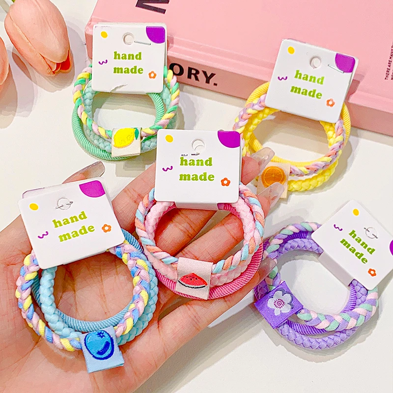 3pcs/set Cute Colorful Woven Hair Bands For Women Girls Hair Tie Bright Color Scrunchie Rubber Band Fashion Hair Accessories