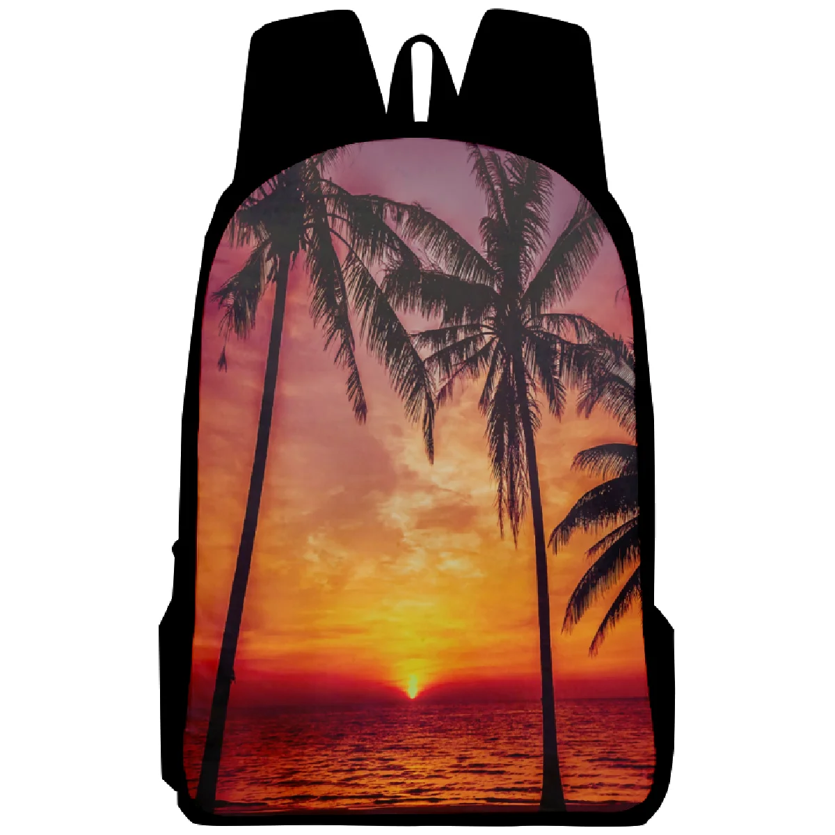 Beach Coconut Tree Art Printed Student School Bags Daily Casual Backpacks Boys Girls Book Bags Teenagers Trendy Travel Rucksacks