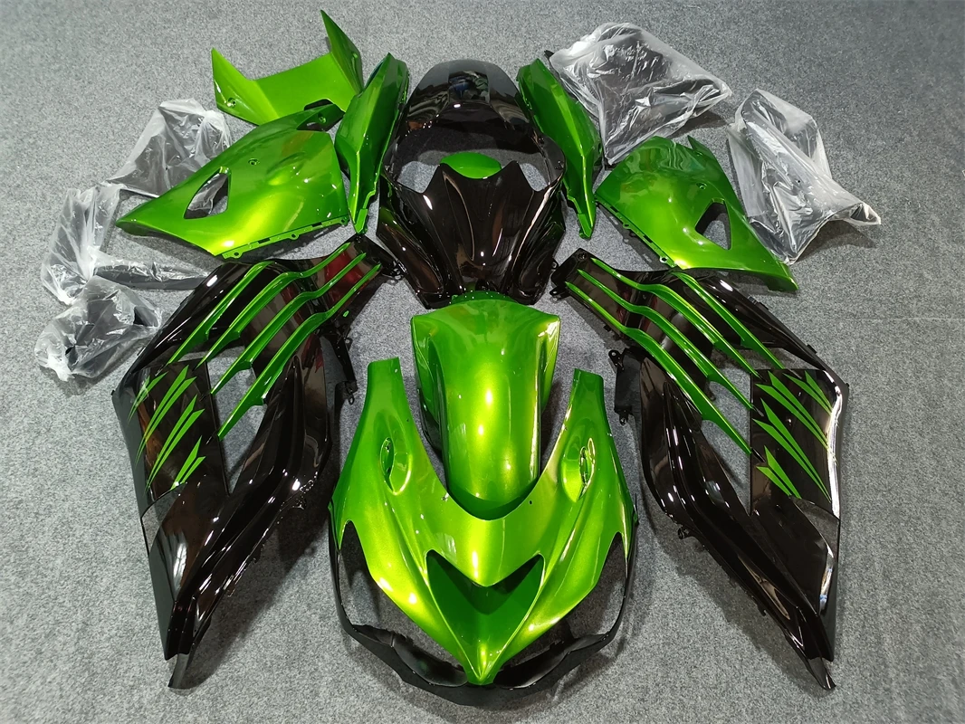 Motorcycle Fairing Kit For Kawasaki Ninja ZX14R ZX 14R ZZR1400 2012 2013 2014-2015 Bodywork Cowl Metallic green and black