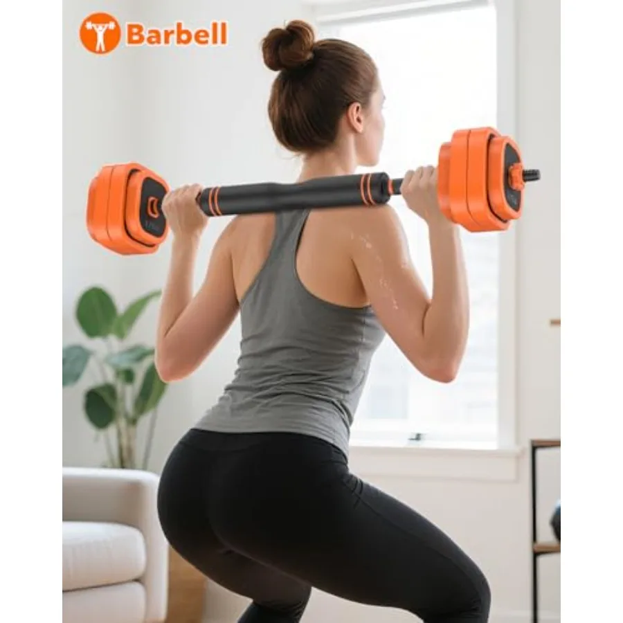 Home gym use: steel dumbbells in black with ergonomic grip, 4-in-1 adjustable design and foldable bench for space-saving storag view 6