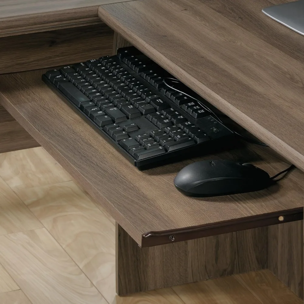 Harbor View computer desk, 66.14 D x 66.14 W x 30.28 H inches, salt oak veneer