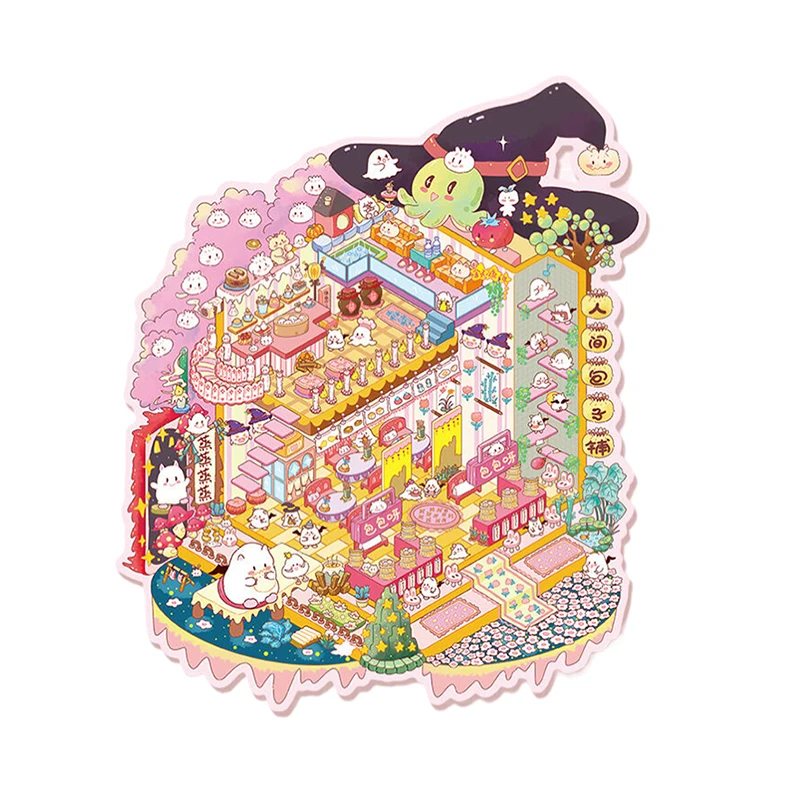 การ์ตูนภูมิทัศน์สติกเกอร์ฉาก 3D DIY ของเล่นเกมสติกเกอร์เทศกาลของขวัญวันเกิดสําหรับเด็กสาว