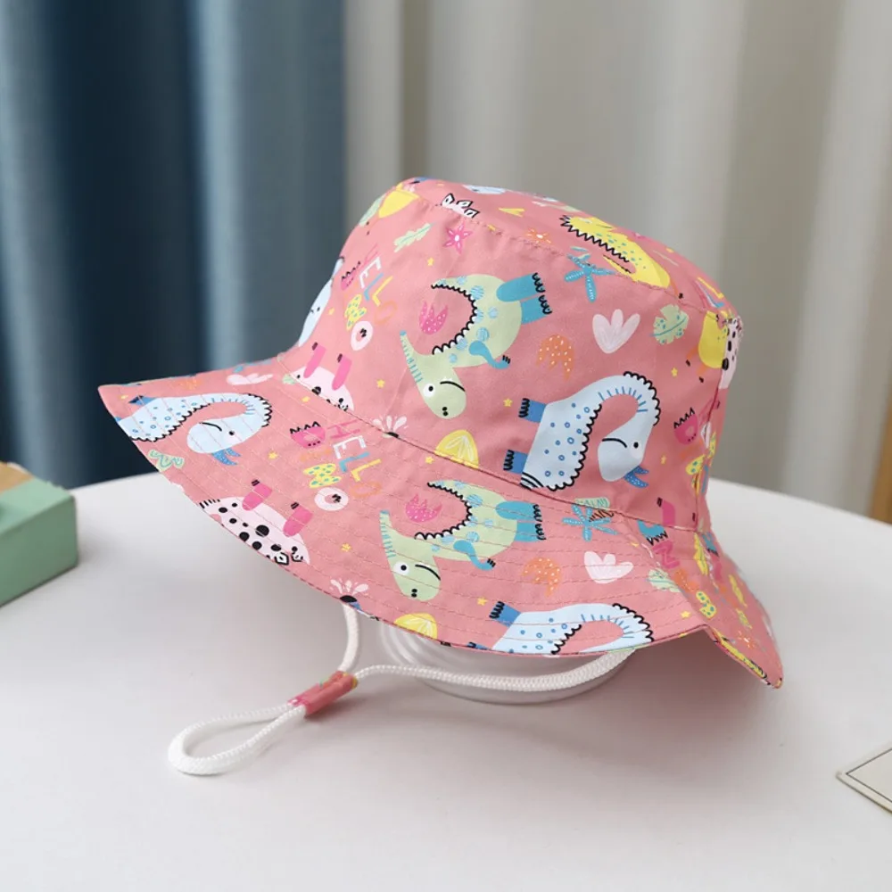 Baby Sun Hat Boy Girl Cotton Beach Summer Outdoor UV Protection Bucket Hat Kids Cartoon Printed Cap Fisherman Cap Sun Cap