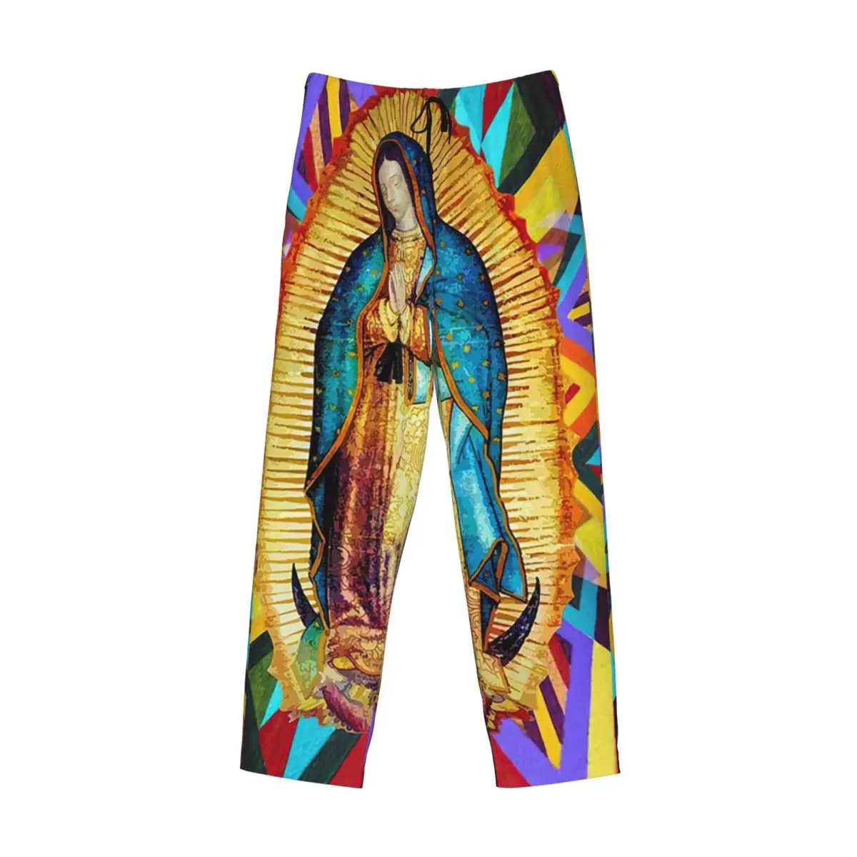 Custom Our Lady Of Guadalupe Virgin Mary Mexican Pajama Pants Men Sleepwear Sleep Lounge Bottoms with Pockets