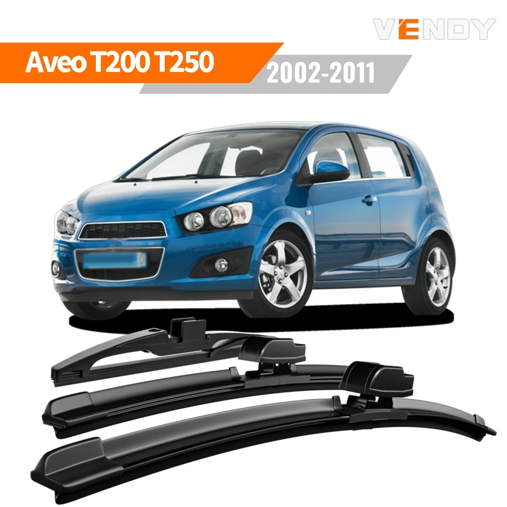 

1set Front&Rear Windshield Wiper Blades Windscreen Wipers For Chevrolet Aveo T200 T250 2002-2011 Rubber Brushes Car Accessories