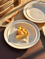 White Ceramic Western Food Plate Solid Colour Simple Dessert Cake Breakfast Plate Home Spaghetti Plate Tableware