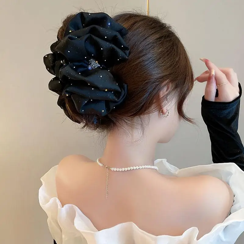 Nouvelle promotion : 1 pièce – Pince à cheveux en maille élégante avec strass double face surdimensionnés pour femme – Grande pince à cheveux