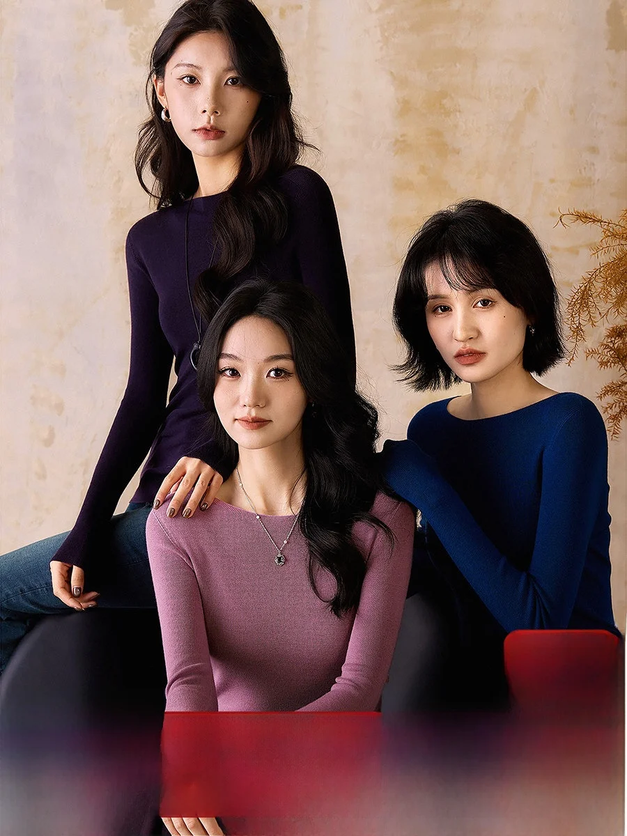 

Вязаный свитер Sl из восьмицветной пряжи Yangzi 20S, вязаный на 8 иглах, мягкий, средней длины, с круглым вырезом