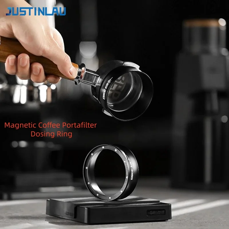 JUSTINLAU 51/54/58mm Coffee Dosing Funnel Magnetic Coffee Portafilter Dosing Ring Anti-fly Powder Coffee Dosing Barista Tools