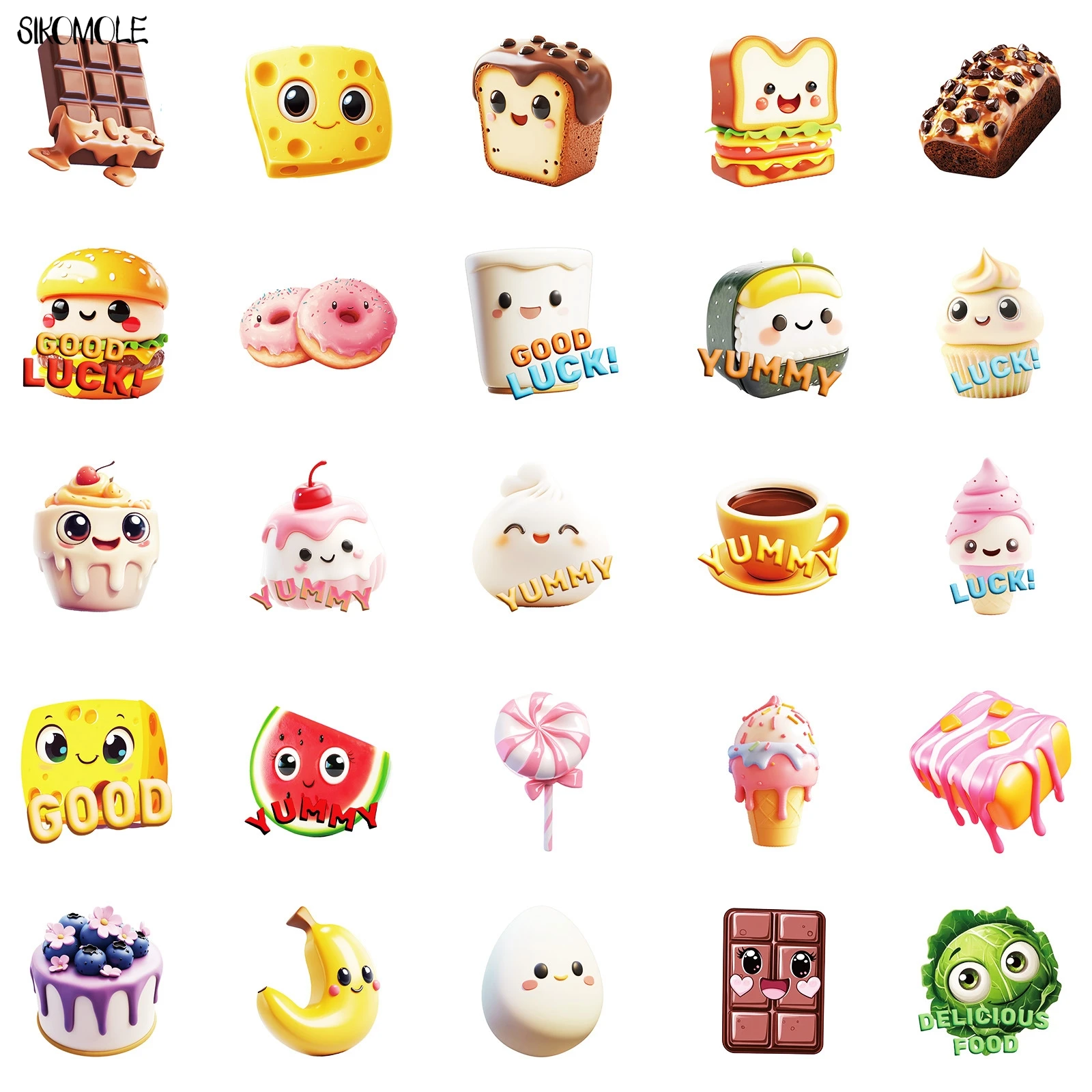 귀여운 만화 음식 음료 스티커, 귀여운 미학 DIY 노트북 기타, 여행 스케이트보드 장난감, 그래피티 스티커, 10 개, 30 개, 50 개