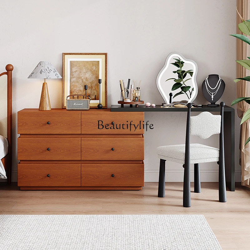 

Dresser, chest, bedroom, bedside storage, solid wood retro makeup table