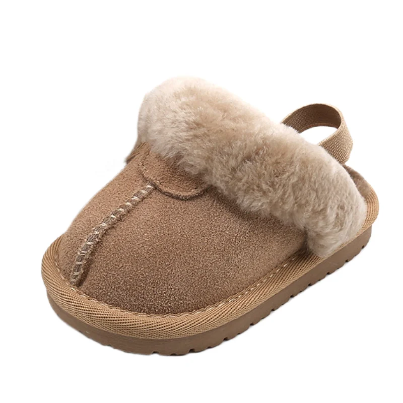 

Size 15-25 Brand Baby Winter Shoes For Girls Boys Genuine leather Toddler Floor Shoes With Warm Thick Plush Suede Kids Walkers