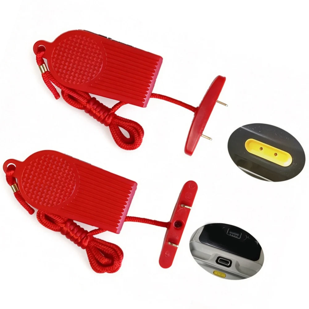 Treadmill Safety Key Stop Switch Double Insert 47x7mm Red Pull Cord Clip For Running Machine Console Slot Replacement Fitness