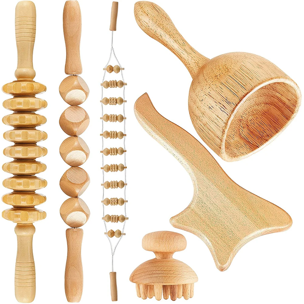 

Wooden Roller Massager Wood Gua Sha Therapy Massage Tool for Anti-cellulite Lymphatic Drainage Body Sculpting Muscle Pain Relief