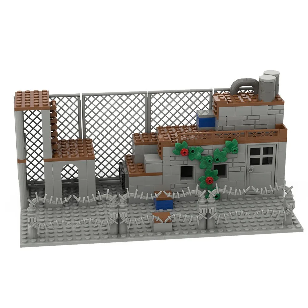280Pcs MOC Military Base Ruins Post-Apocalyptic Abandoned Factory Industrial City War Zone Wall Fence Building Blocks Toy Gift