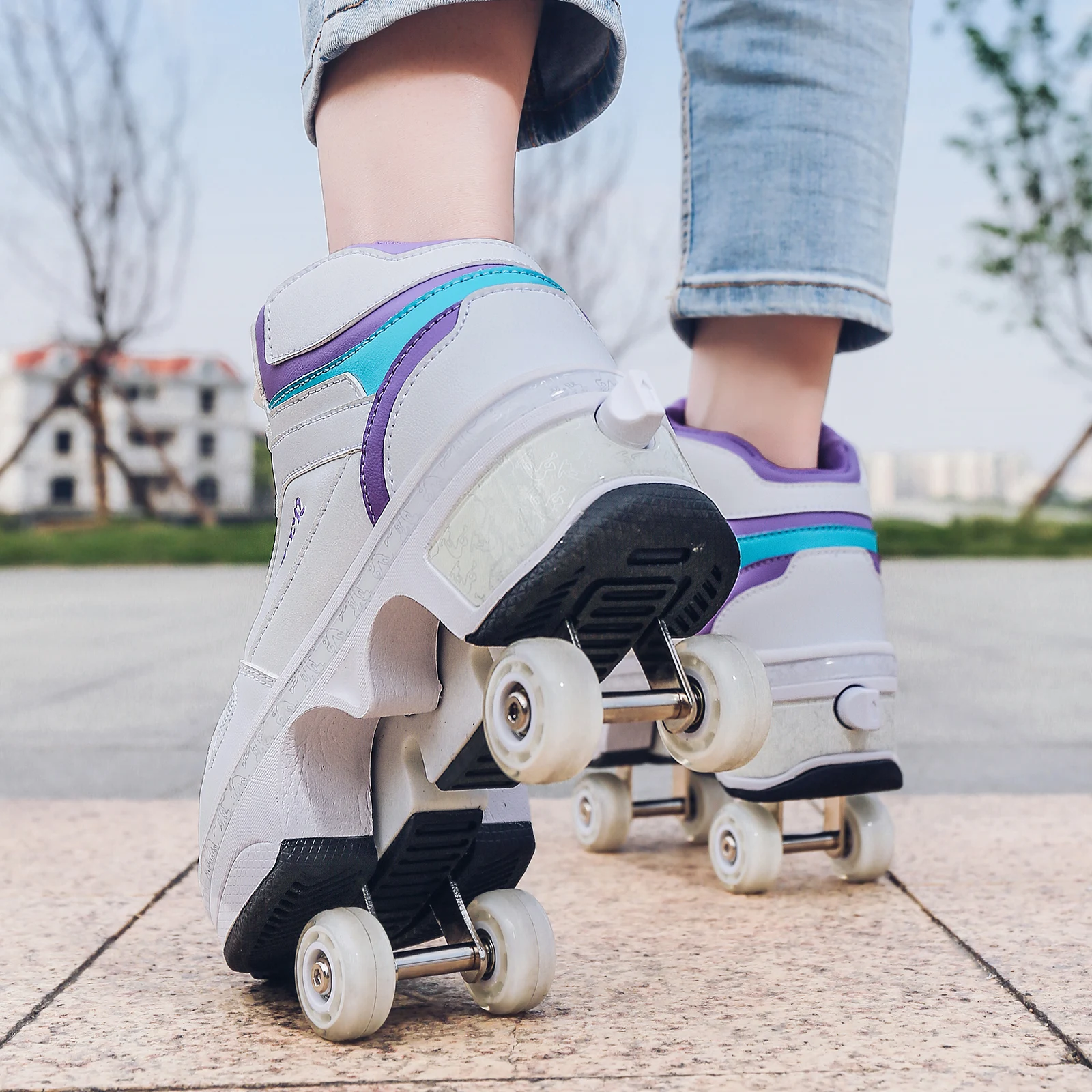 Roller skates Women Deformation Retractable Roller Shoes Girls Roller Sneakers Four Wheels For Women for boys