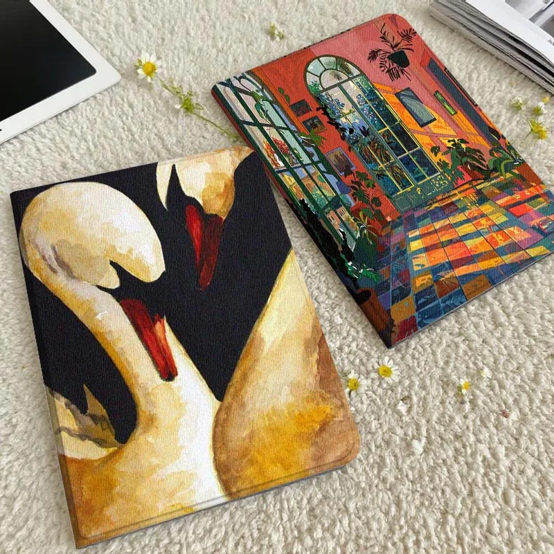 

Cartoon Swan Pair Art Gift Tablet Case For Xiaomi Redmi Mini Pad SE K 2 4 5 6 7 8 2023 2025 11 8.8 11.2 10.1 Pro