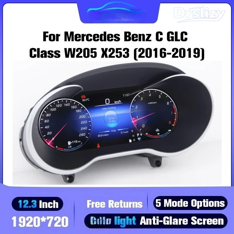 

For Mercedes-Benz W205/W253 Cluster Dashboard C-Class C/GLC 2015-2020 Digital Instrument Gauge speedometer LCD 12.3’’
