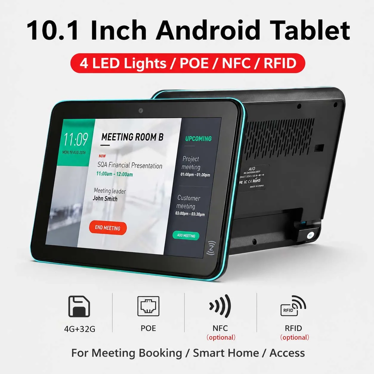 

10.1 inch 1200x800 Touch Screen Tablet Android 13 RK3566 4-core 4G 32G NFC RFID Digital Signage RJ45 POE Surveillanc Monitor