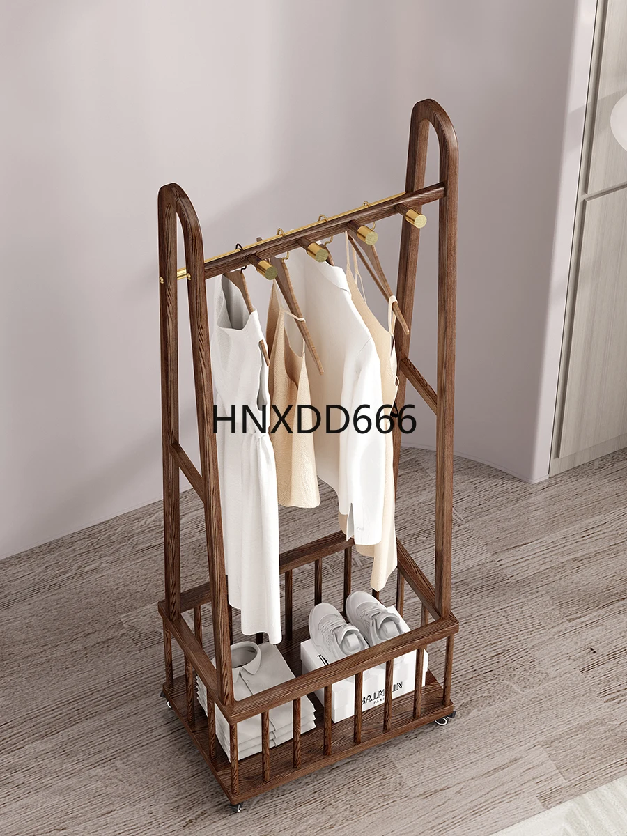 

Light luxury coat rack Floor-to-ceiling ash wood removable hanger