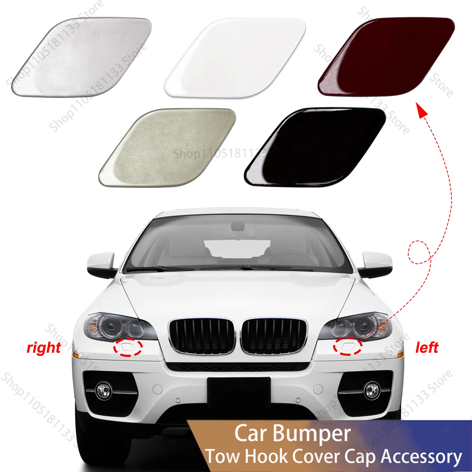 For BMW X6 E71 E72 Front Bumper Headlight Washer Cover Replacement Fits 2008-2014 X6 Models Set 51657052427 & 51657052428